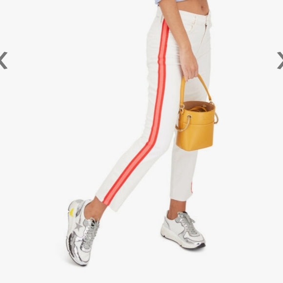 Mother The Mid-Rise Dazzler Off White Stripe Jean Size 27 - Picture 3 of 10